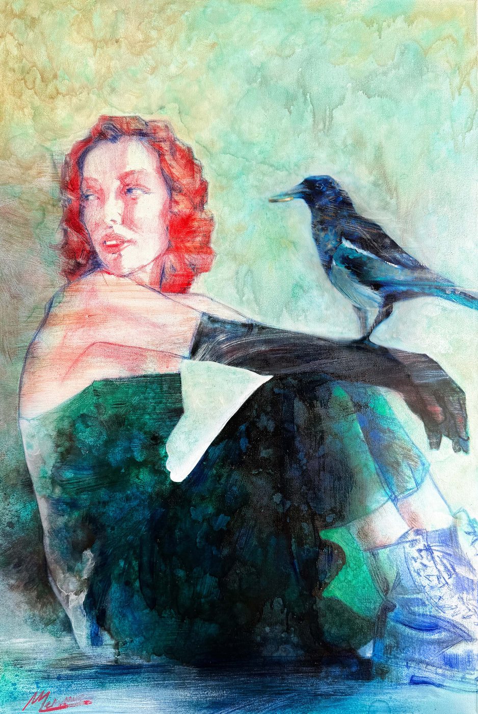 Self-Portrait with a Magpie